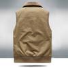 Men's Casual Fleece Lined Thickened Loose Fit Sleeveless Vest Autumn Winter Turn-Down Collar Jacket Outdoor Leisure Vest