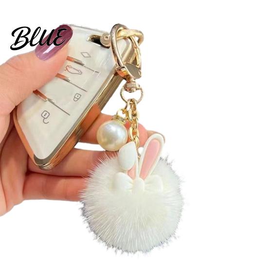 Plush Rabbit Keychain Ear Soft Ball Charm Key Chain Car