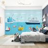 Fashion Modern Simple Cartoon Sailboat Ocean Boy Children's Bedroom Thin Curtain 2 Pieces Grommet Top Hook High Shading New