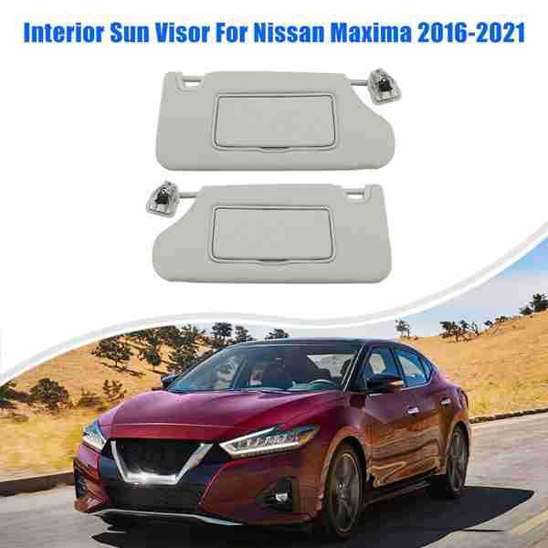 Gray ABS Car Sun Visors with Lights (Left & Right Pair)