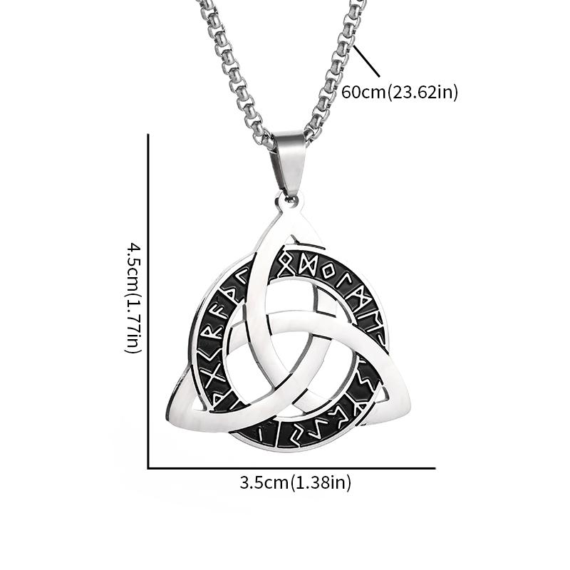 Stainless Steel Nordic Odin Rune Irish Celtic Trinity Knot Pendant Necklace Men Women Lucky Amulet Jewelry