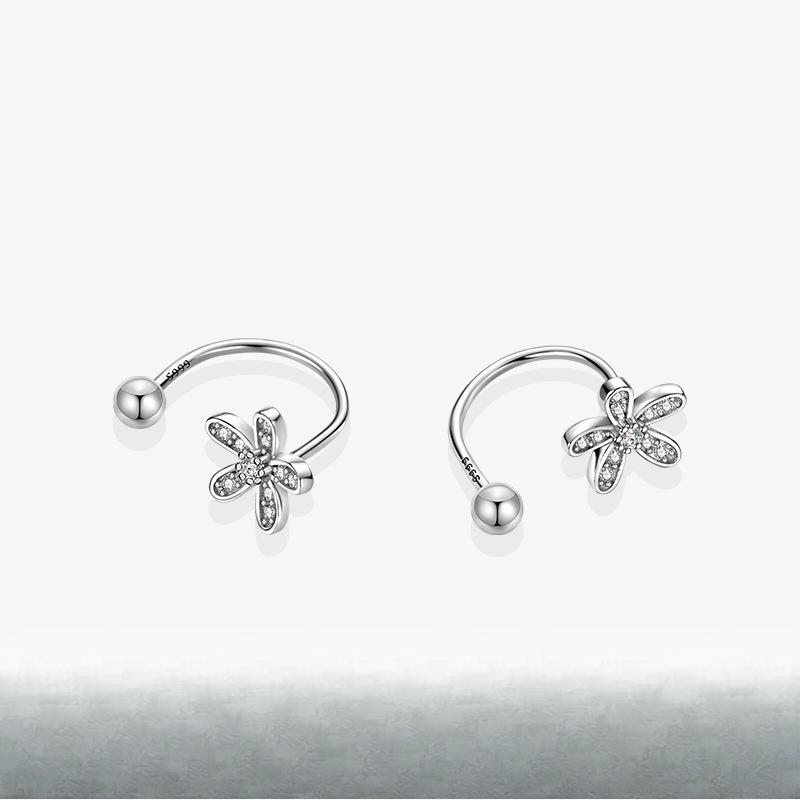 Fresh Flowers U-shaped Screw Earrings Without Taking Off Earrings for Sleeping New Year's New Style