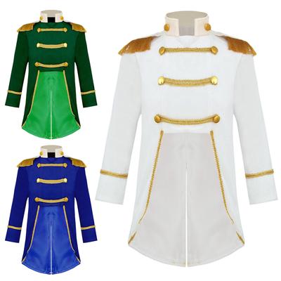 Baby Boys Prince Costume Gold Fringe Velvet Tailcoat Long Sleeve Royal Court Attire with Crown Head Accessory