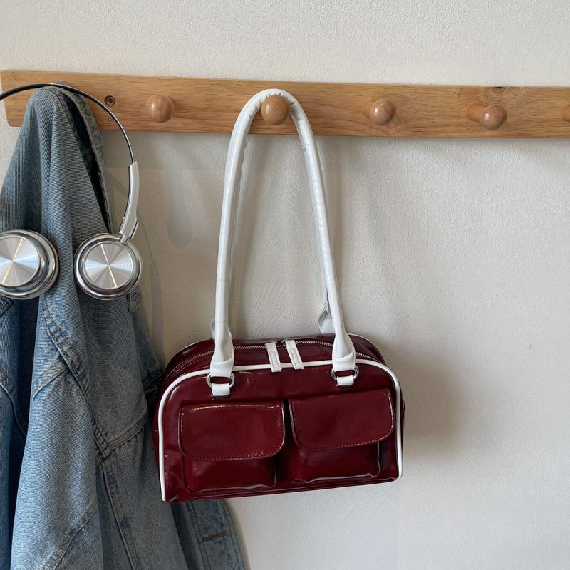 Y2K Korean Fashion Underarm Shoulder Bag Red Female Bag Pu Leather Armpit Handbag Tote Clutch Bag High Capacity Travel Bolsos