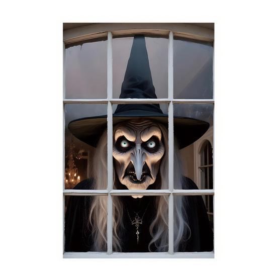 Halloween Window Cover Spooky Ghost Zombie Window Poster Clings Scary Hanging Background Decor for Halloween Party Supplies