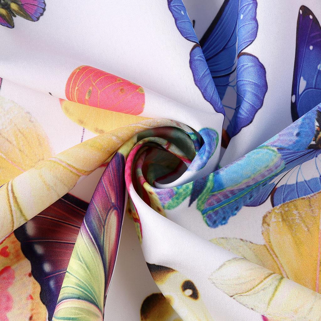 Women's V-Neck Ink Print Butterfly Dress with Pockets, Long Sleeve Summer Style