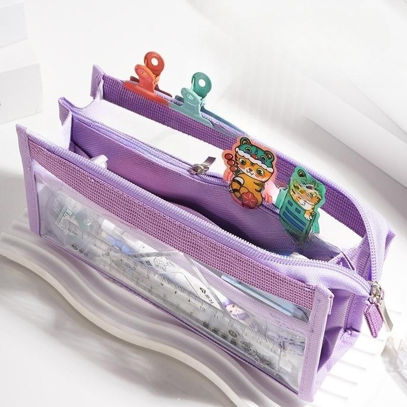 Large Capacity Transparent PVC Pencil Case Simple and High Aesthetic Pencil Case Six Layer Multifunctional Storage Bag