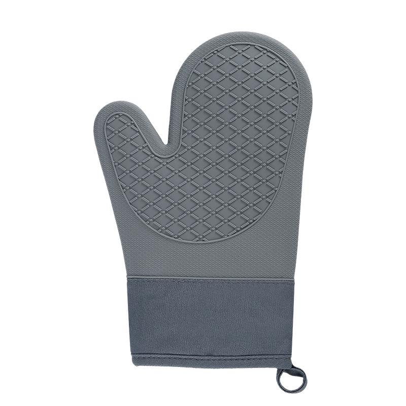 Silicone Heat-Resistant Anti-Slip Oven Gloves with Cotton Lining and Diamond Pattern