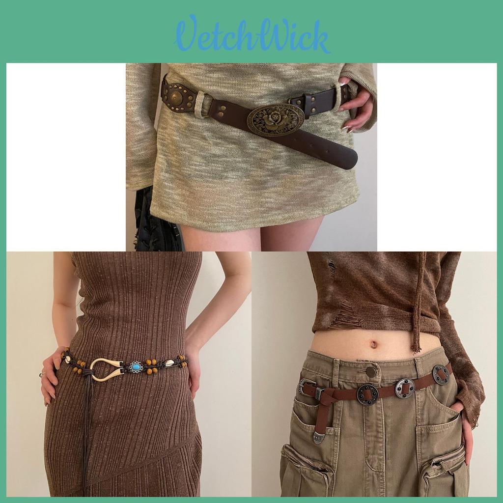 Bohemian Rose Carved Leather Belt For Women Fashion Accessory Summer 2024