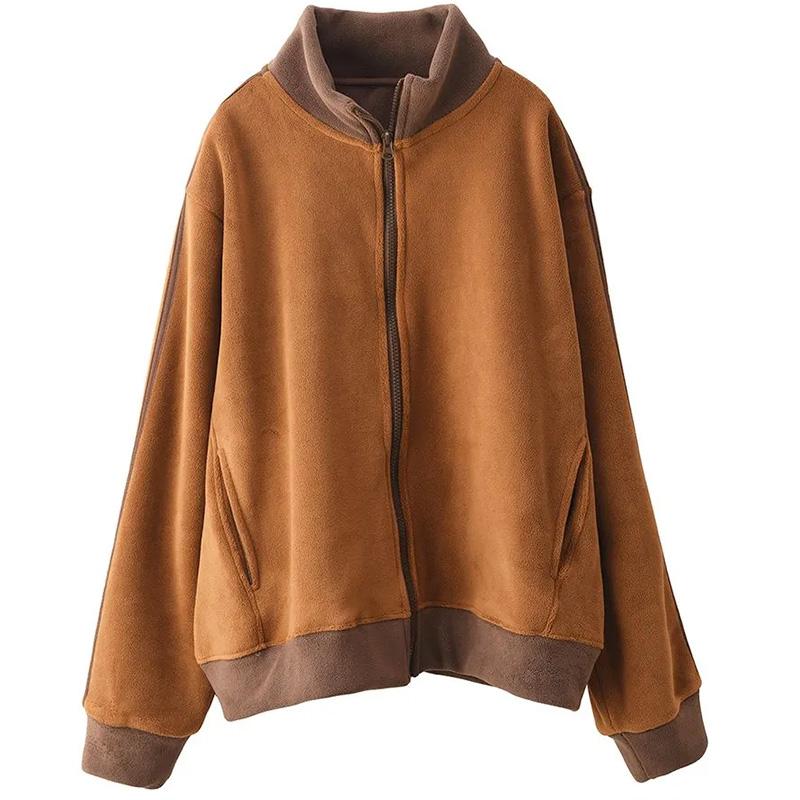 Coat for Women Cotton Autumn Winter Thickened Casual Oversize Double-sided Cardigan Zipper Jacket