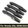 Carbon Fiber Style Door Handle Frame Panel Cover Trim For Honda City 2008-2013