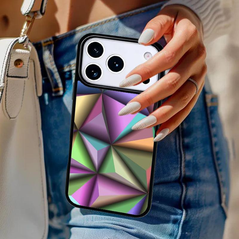 Geometric Abstract Crystal Phone Case For iPhone 17 Air 14 15 13 12 Max Cover For Apple 14 15 16 16e 11 Pro Max Plus Coque