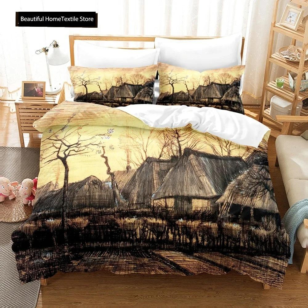 Abstrakt Van Gogh Oljemålning Påslakanset King Queen Storlek Täcke Överdrag För Barn Pojkar Flickor Tonåringar Polyester Sängkläder