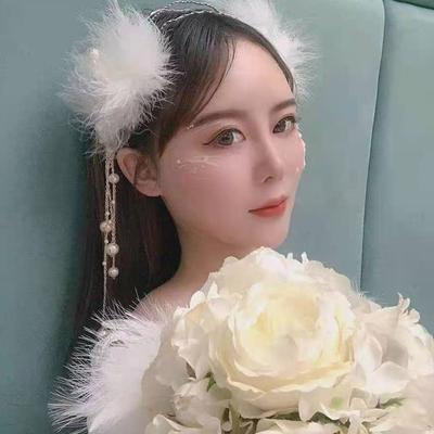 2Pcs Fairy White Feather Hair Clip Headdress Wedding For Women Girls Daily Personality Sweet Feather Barrettes Hair Accessories