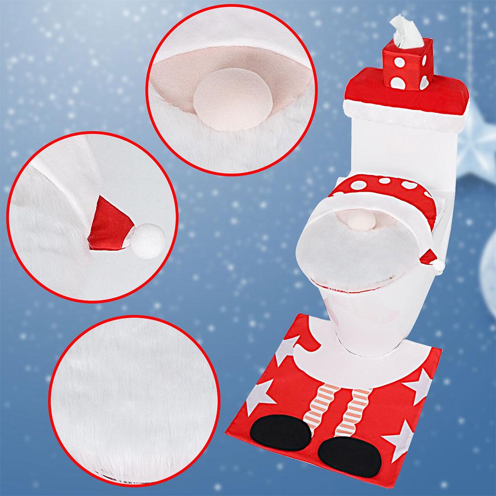 Cloth Festive Atmosphere Christmas Toilet Decoration Four Piece Set Which Is Soft And Comfortable. Type+2