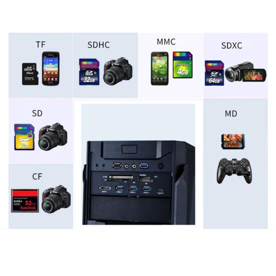 Multi-Port PC Front Panel Internal USB3.0 eSATA Type-C TF SD Card Reader Hub