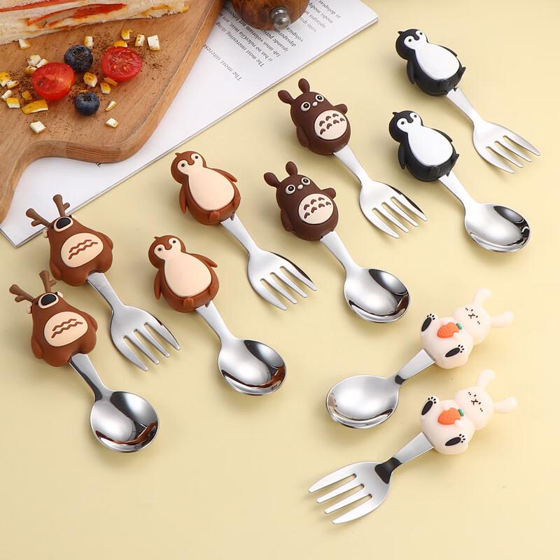 Cute Cartoon Animal 304 Stainless Steel Spoon & Fork Set