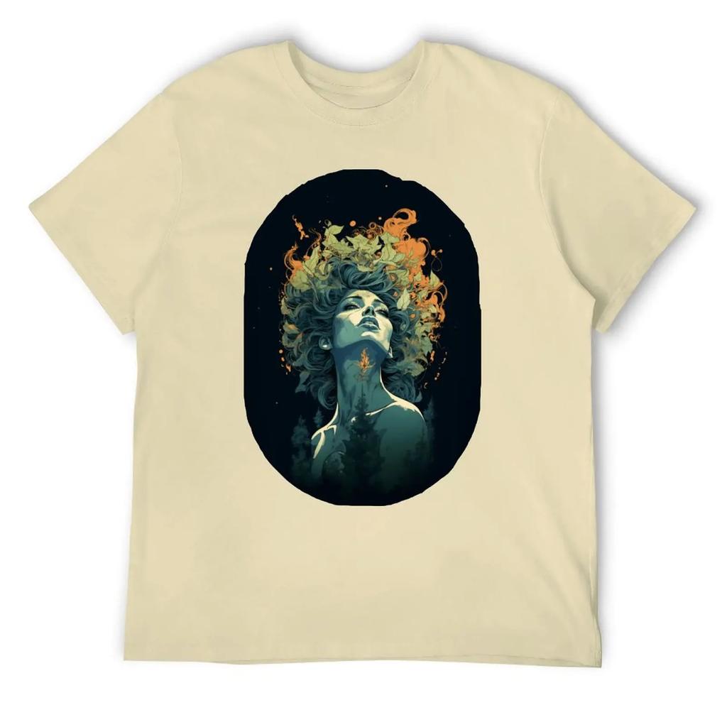 Crewneck Mother's Day Fiery Nature Men's T-shirt Movement Top Tee Vintage Funny Novelty Leisure Eur Size