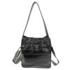 Niche Design Fashionable Black Crocodile Pattern Cowhide Bucket Bag Versatile Leather Shoulder Messenger Bag
