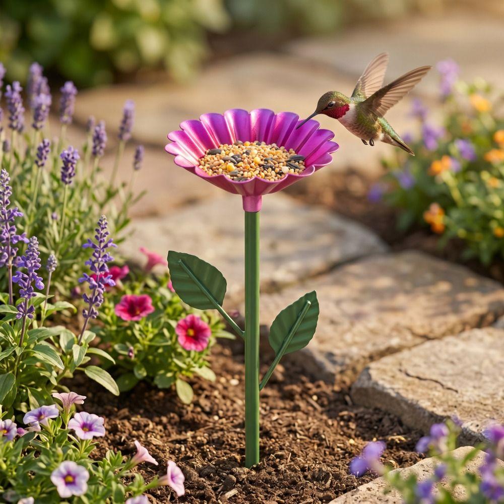 Bee Bath Outdoor Bee Water Feeder Garden Stake Flower Design Bee Butterfly Water Dispenser Iron Garden Decoration Farm