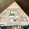 Inflatable Outdoor Camping Tent with Double Doors, Sun Protection, Canopy, and Ample Space for 3-5 People