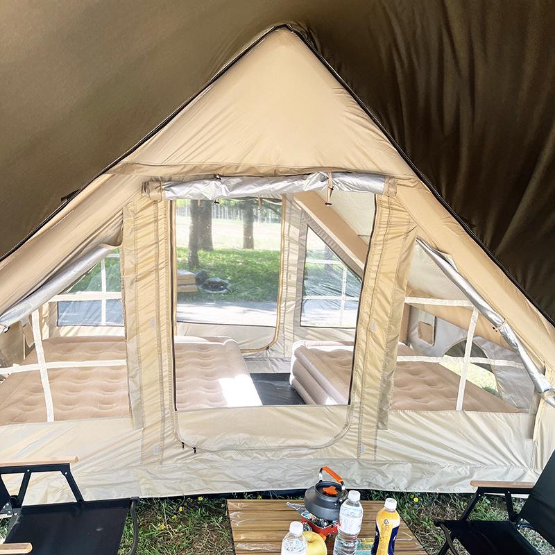 Inflatable Outdoor Camping Tent with Double Doors, Sun Protection, Canopy, and Ample Space for 3-5 People