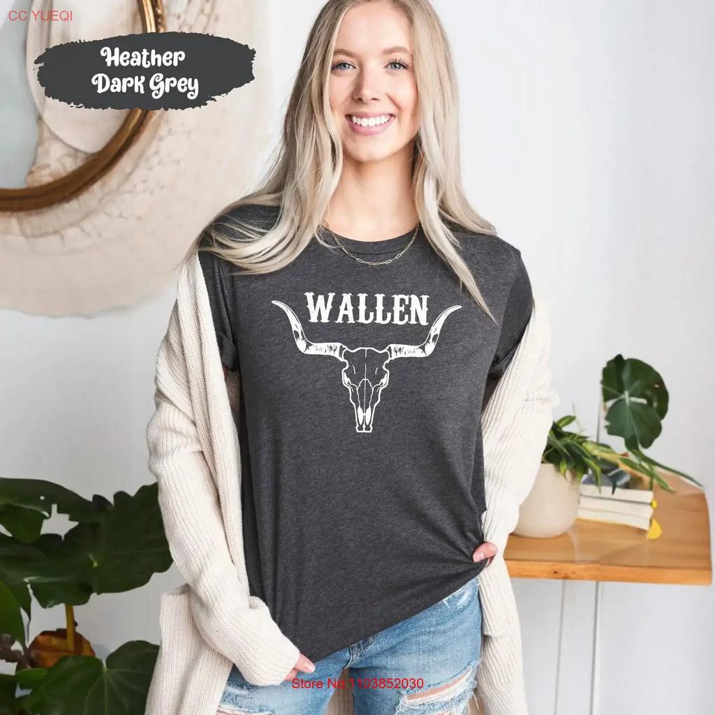 Cow Skull T Shirt Wallen Country Music Concert Western Rodeo Vintage Streetwear Breathable Graphic Stretched Casual
