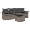 5 Piece Sofa Set with Cushions Grey Poly Rattan