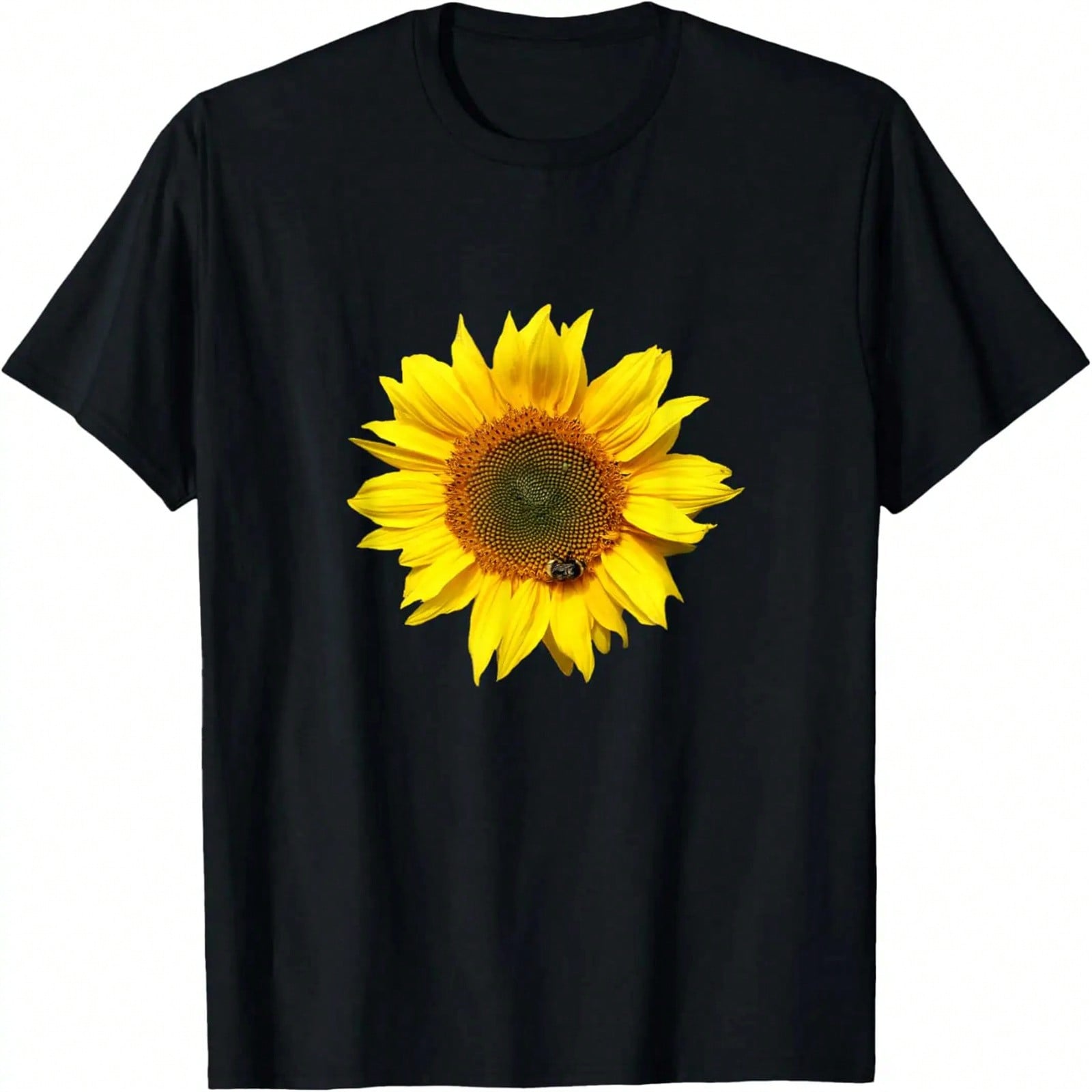 Nice Sunflower With A Bee T-Shirt S разноцветный