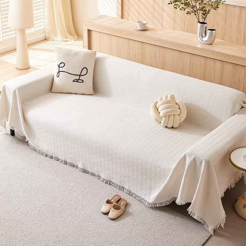 Sofa Towel With Full Coverage Cream Wind Blanket Universal Sofa Cover All Season Universal All Inclusive Non-Slip Sofa Blanket