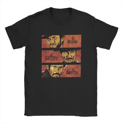 Men's The Good The Bad and Ugly T Shirt Angel Eyes Tuco Cowboy Cotton Tops Awesome Short Sleeve O Neck Tee Shirt Streetwear Tops