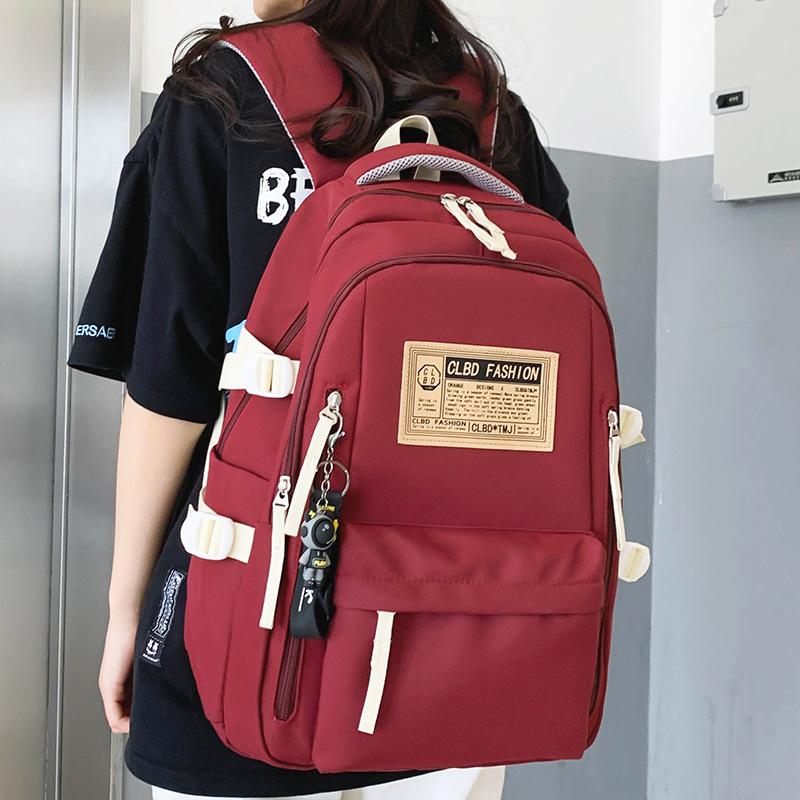 School bag Elementary school students Junior high school students High school students Boys burgundy large capacity backpack