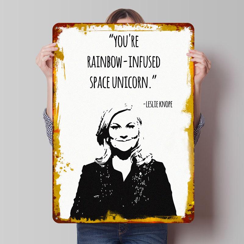 

Leslie Knope Quote Art Printed Poster Customized Wall Art Retro Vintage Metal Tin Signs for Apartment Decoration Room Wand Deko 7.9x11.8In(20x30cm)