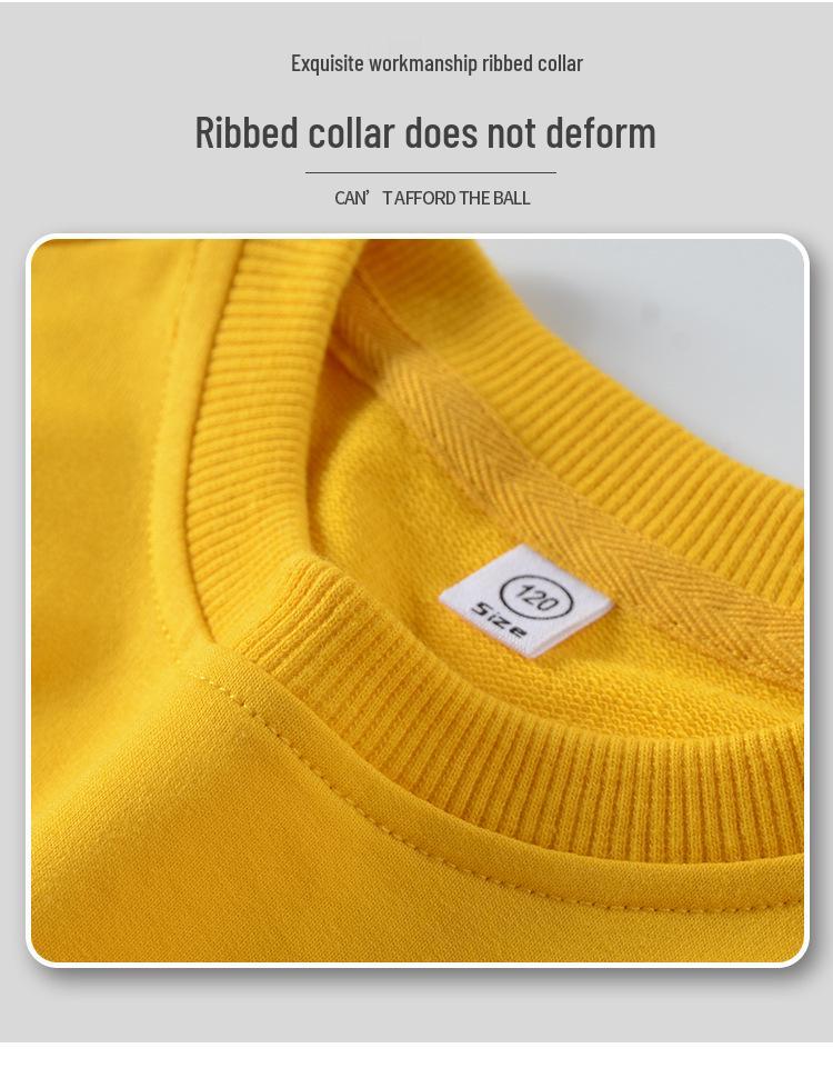 260G Kids Terry Cotton Round Neck Drop Shoulder Sweatshirt - Solid Color, Long Sleeve Pullover.