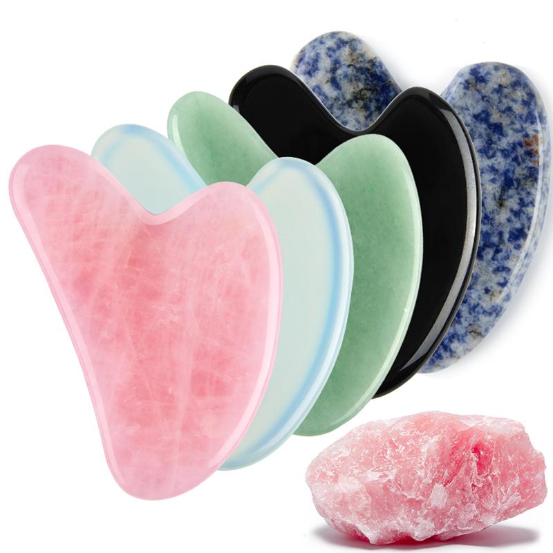 Natürlicher Rosen-Jade-Gua-Sha-Gouache-Schaber-Massager für Gesicht und Körper, zur Hautstraffung, Faltenreduzierung und für die Schönheits- und Spa-Pflege.