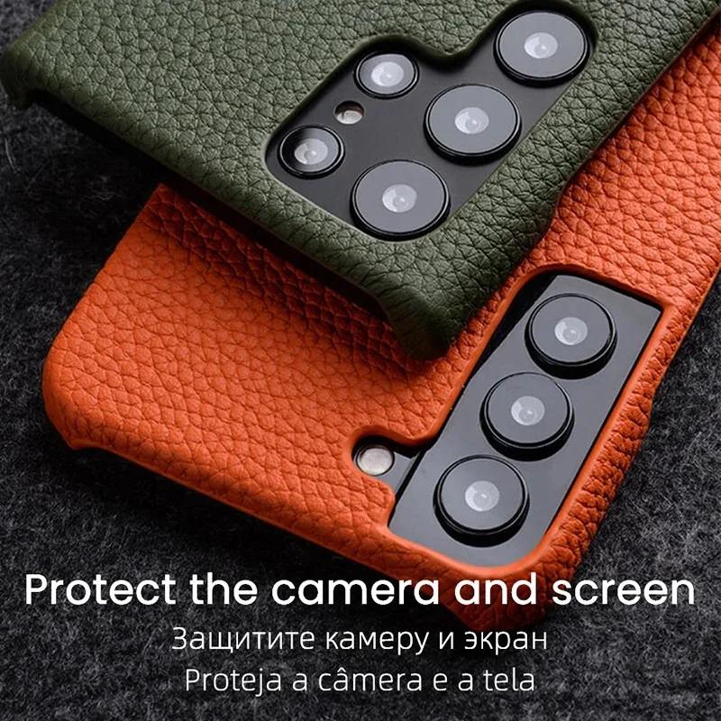 100% Echte Lederhülle für Samsung Galaxy S23 S24 S25 Ultra Retro Pull-up Rindsleder Schutzhülle für S25 Ultra