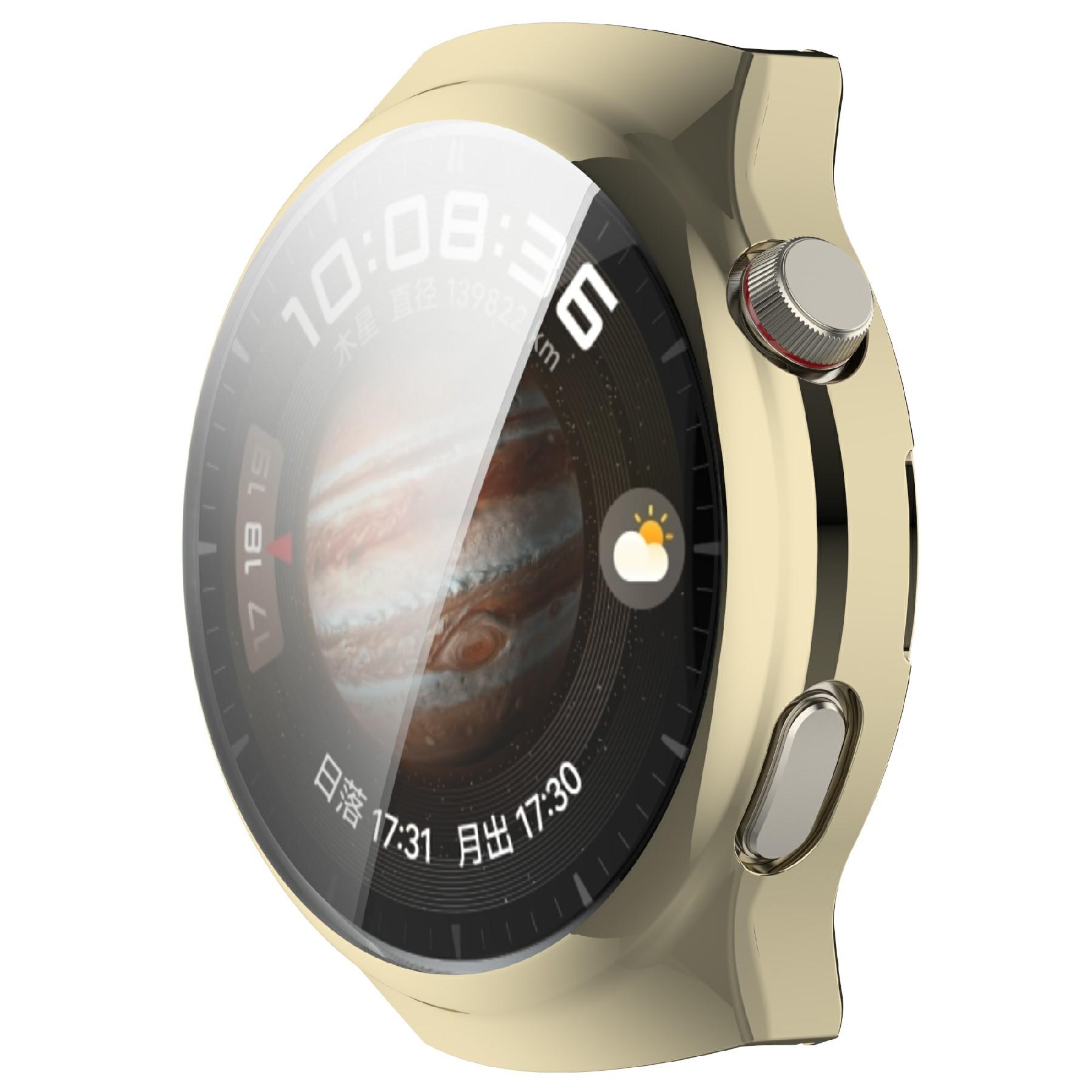

For Huawei Watch 4 TPU Watch Case Full Coverage Electroplating Protective Cover Light Gold