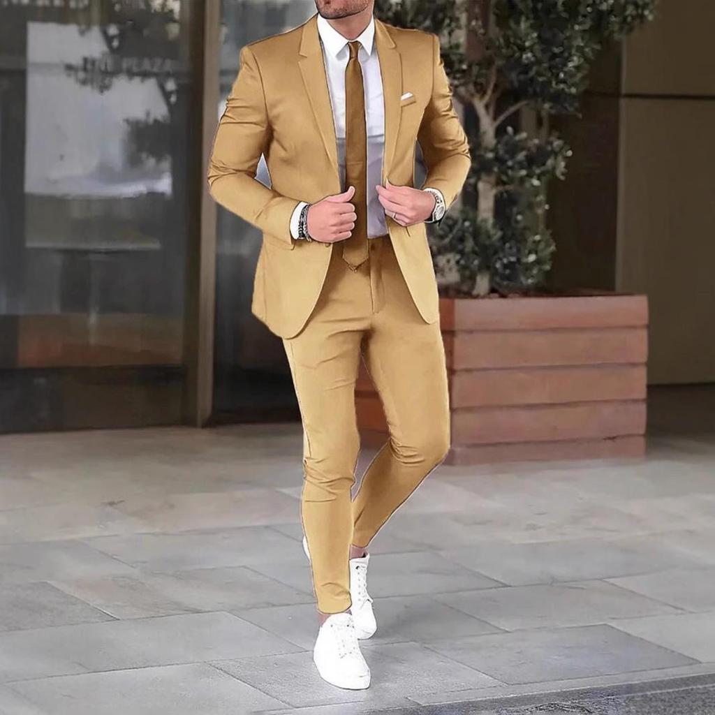 Completo formale da uomo slim fit: Giacca e Pantaloni Monocolore 2026