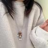 Vintage Flocked Teddy Bear Puppy Pendant Necklace - Elegant Sweater Chain for Women