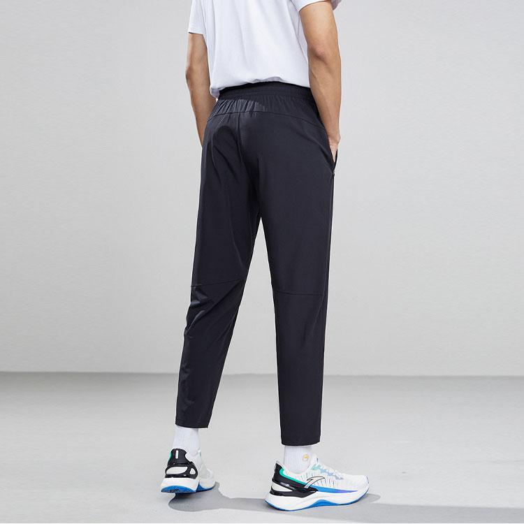 Anta Solid Color Logo Print Elastic Waist Straight-Leg Sports Pants Men Bottoms Black 152225501-1