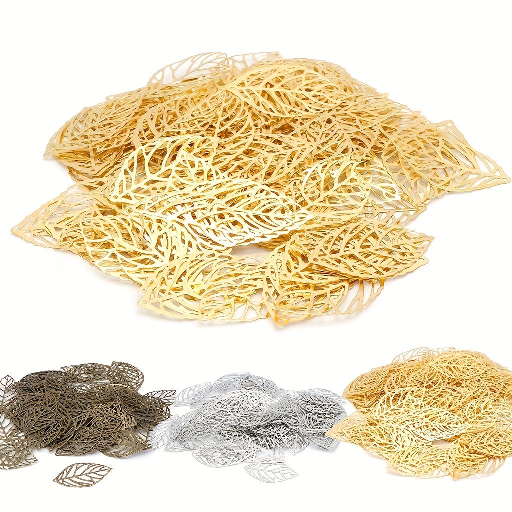 50 Exquisite Metal Leaf Ornaments - Essential for Bead and Jewelry Crafting - 2.4 * 1.4cm Dimensions, Versatile Crafting Tools F