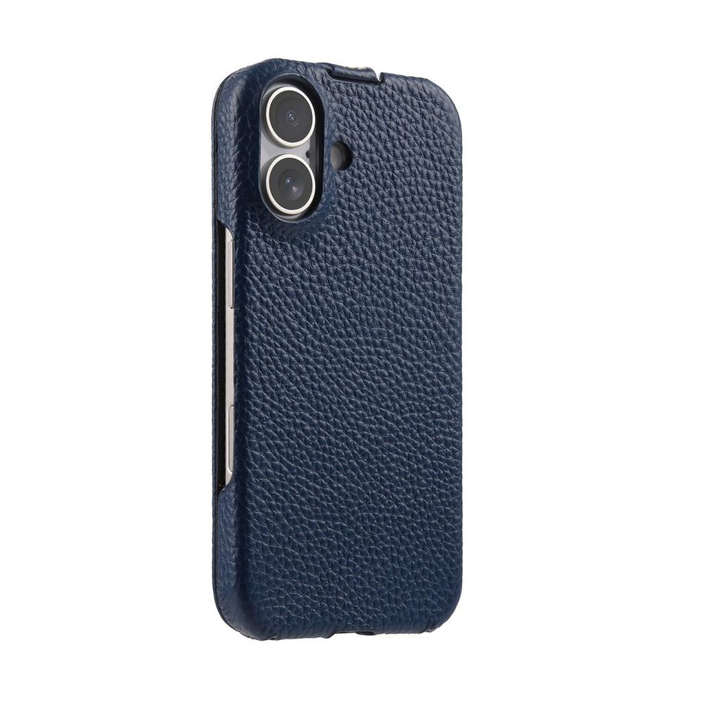 MELKCO For iPhone 17 Case Compatible with MagSafe Vertical Flip Genuine Cow Leather + PC Phone Cover