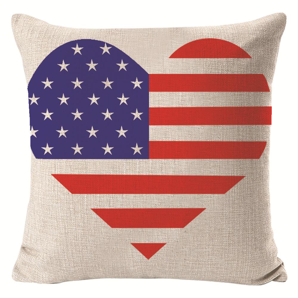 New American Independence Day Pillow Stars and Stripes Cushion Pillow Cover Festive Red and Blue Printed Letters One Piece