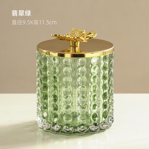 Creative Irregular Glass Jar Cotton Swab Storage Box Cosmetic Jewelry Jar Gold-plated Butterfly Cover Sundries Glass Jar Decor