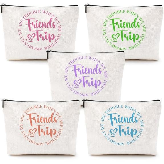 3Pcs Girls Trip Gifts Girls Weekend 2025 Makeup Bag Sisters Trip Gifts Favors Summer Gifts Cosmetic Bag Toiletry Bag Zipper Pouch Weekender Bags for