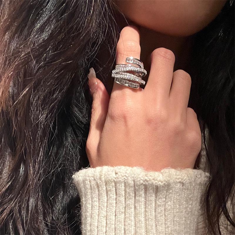 Zirconia Diamond Geometric Heart Open Ring - Fresh High-end Jewelry for Index Finger