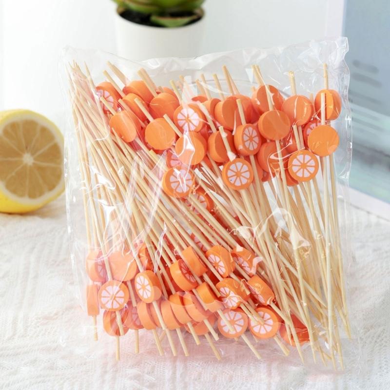 Pack Of 100 User Friendly Bamboos Skewers Camping Utensils For Cocktails Fruit Decorations Wedding Parties Supplies