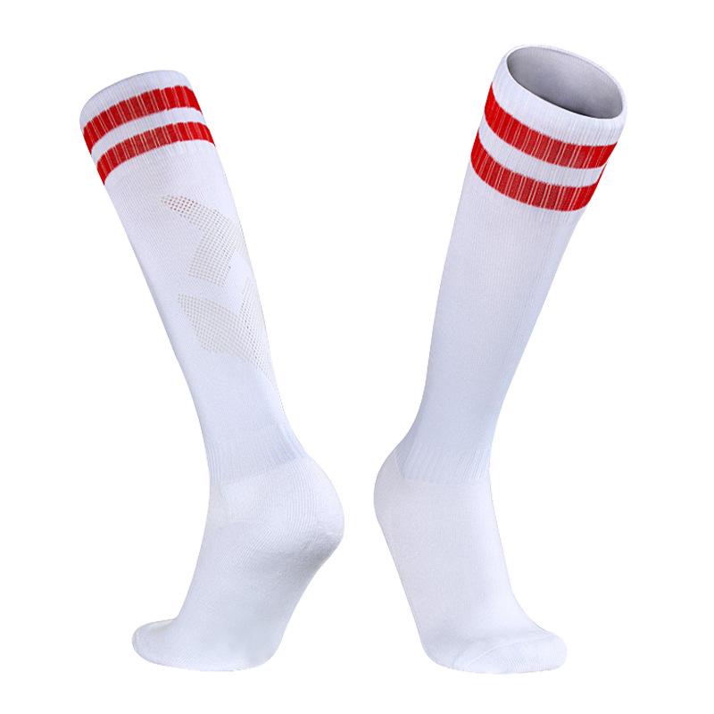 

Детские и взрослые нескользящие футбольные тренировочные носки выше колена Children 6-10 years красный/белый