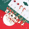 6 Pairs Fashionable Cartoon Sweet Christmas Series Earrings Santa Claus Christmas Socks Drip Oil Pattern Earrings Accessories