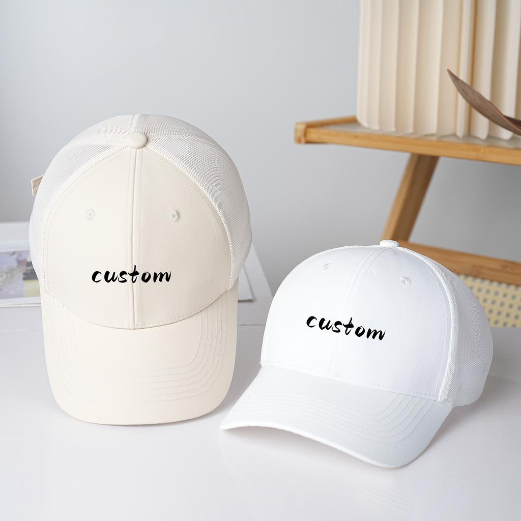 Customized Outdoor Polyester Hard Top Baseball Hat Trucker Cap Breathable Curved Brim Mesh Summer Sun Hat For Men Women